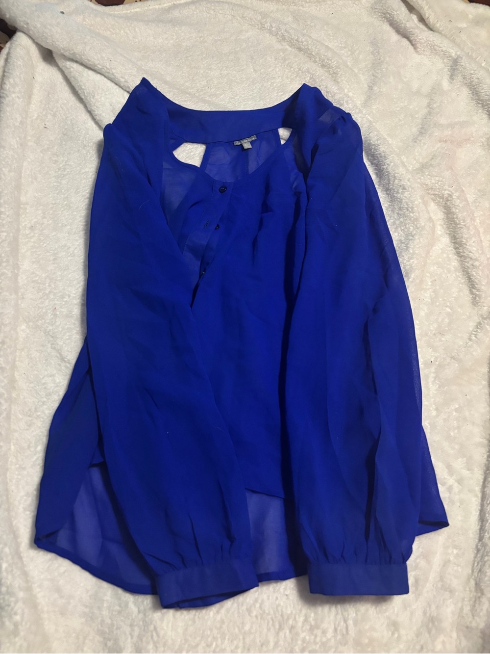 Charlotte Russe Sheer Blouse in Cobalt Blue